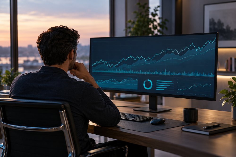 An analyst using market technology